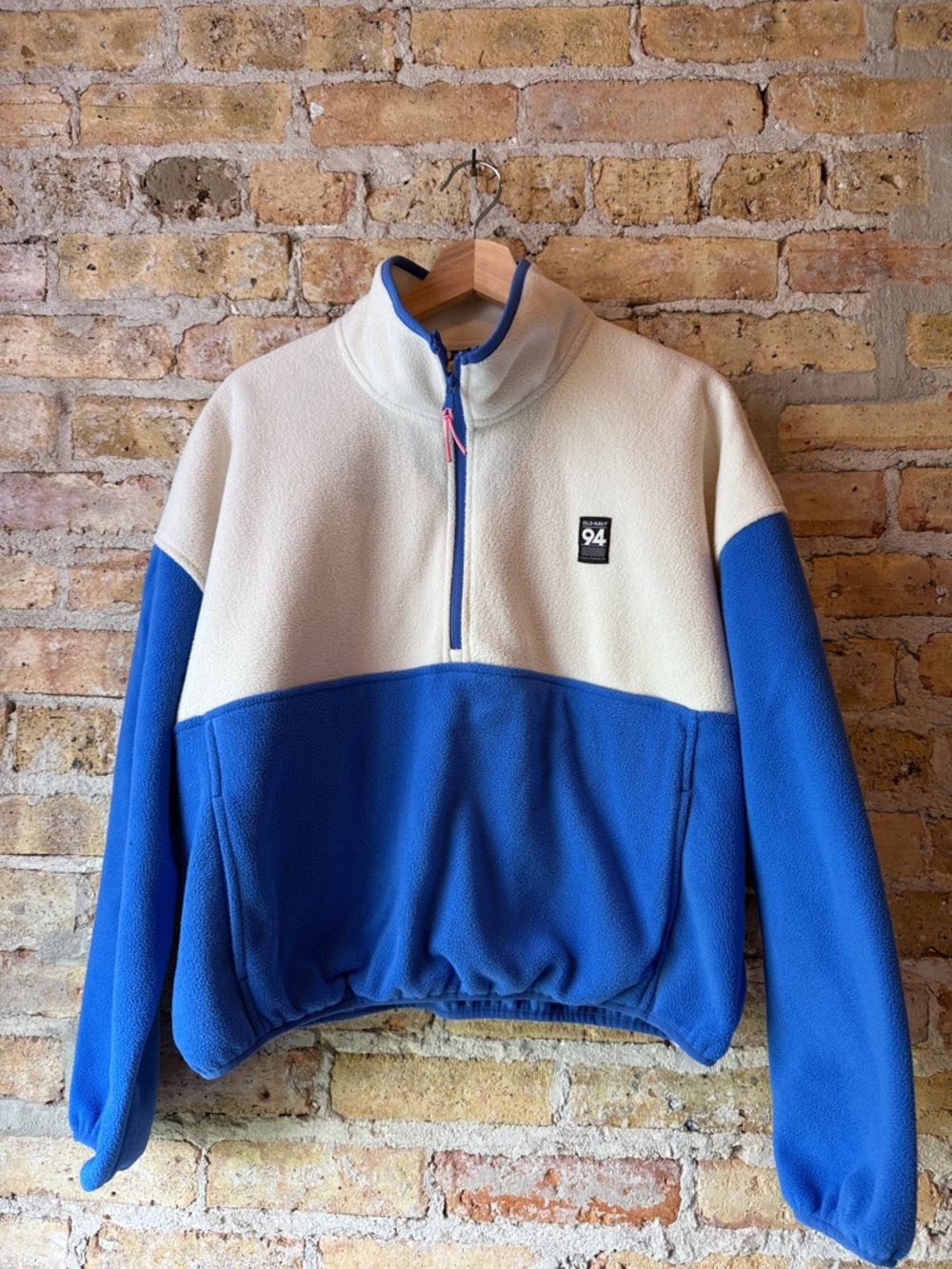 Old Navy Retro two tone fleece blue cream Large